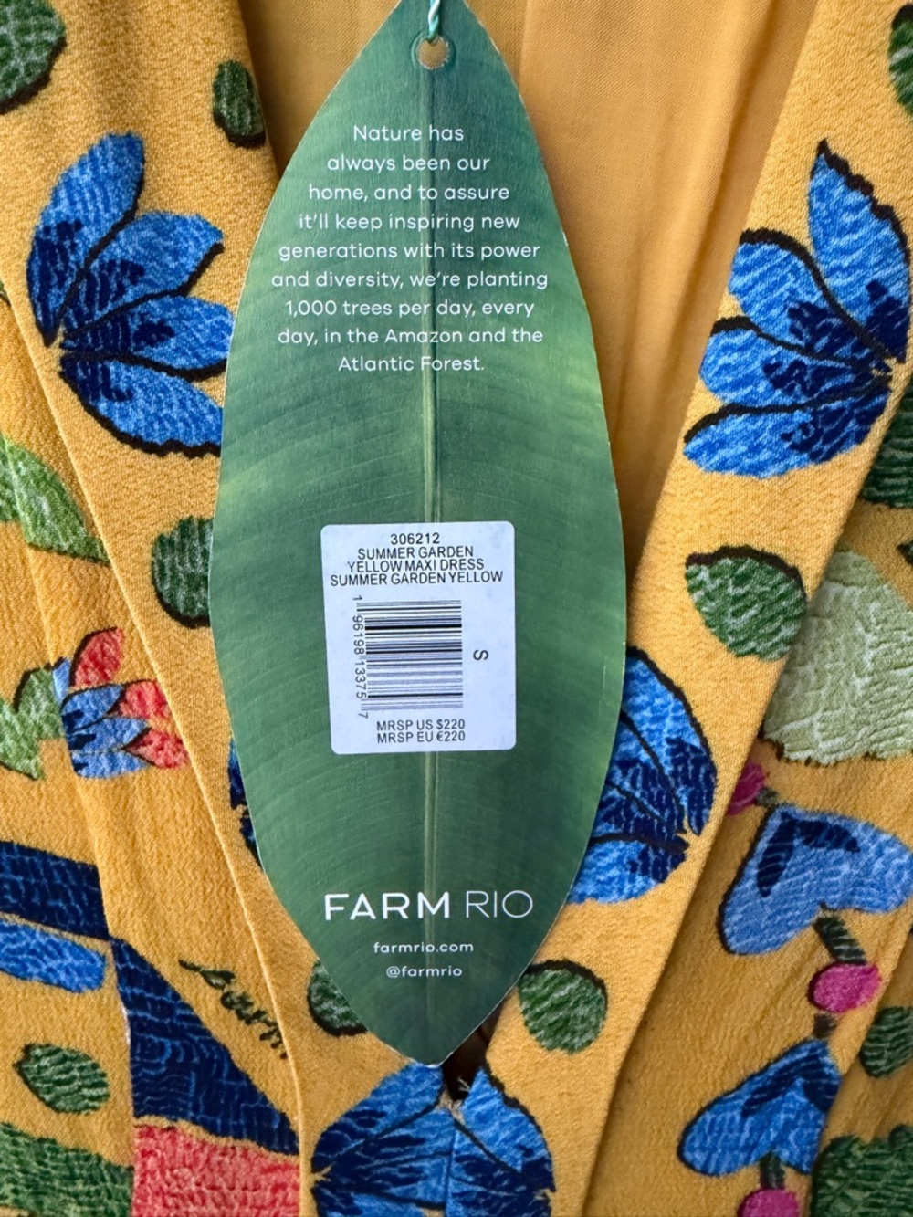 FARM Rio summer Garden Yellow Floral V-Neck Long-Sleeve Maxi Dress NWT - Picture 4 of 10
